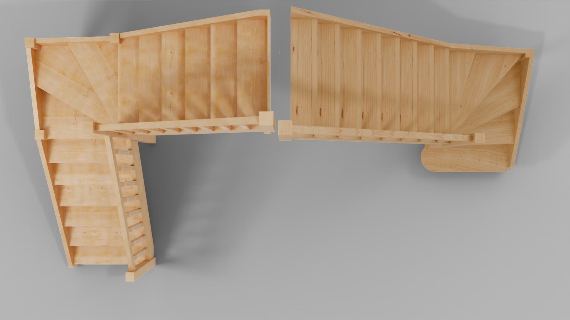 Вид сверху: индивидуальная лестница и типовая ЛЕС-07