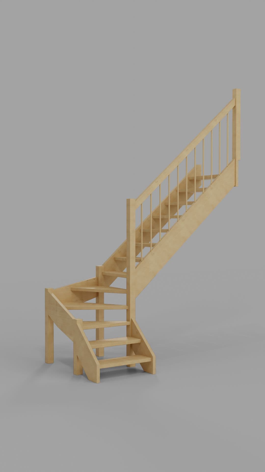 Деревянная лестница из сосны 3 метра вид с первого этажа