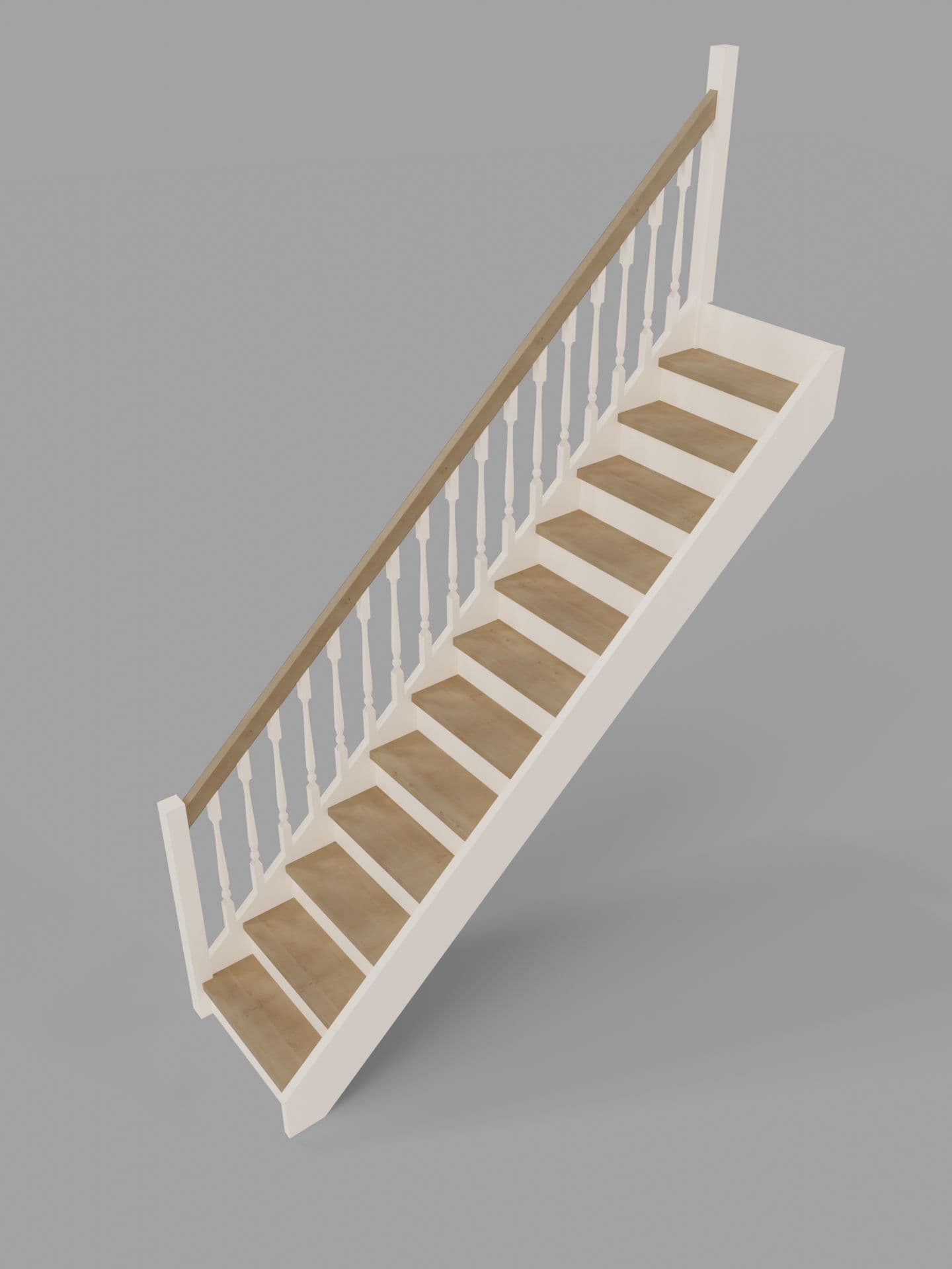 Прямая лестница с ограждением вид с первого этажа